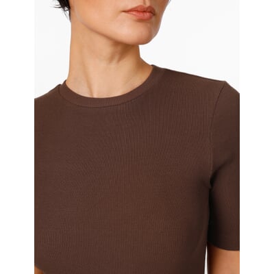 Damen-T-Shirt gerippt, Braun