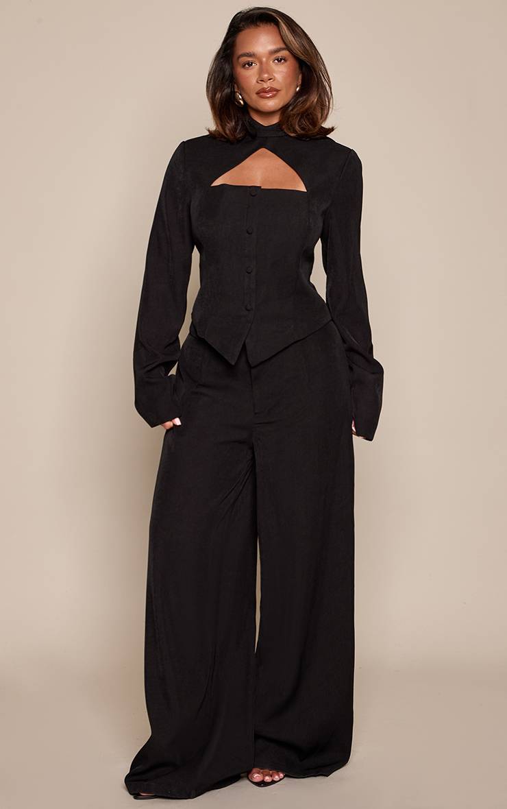 Noir Pantalon Tailleur Large Co-ord Shape