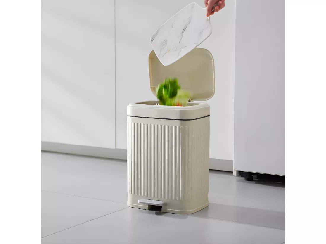 Poubelle à pédale AURA Blanc Plastique 12 L