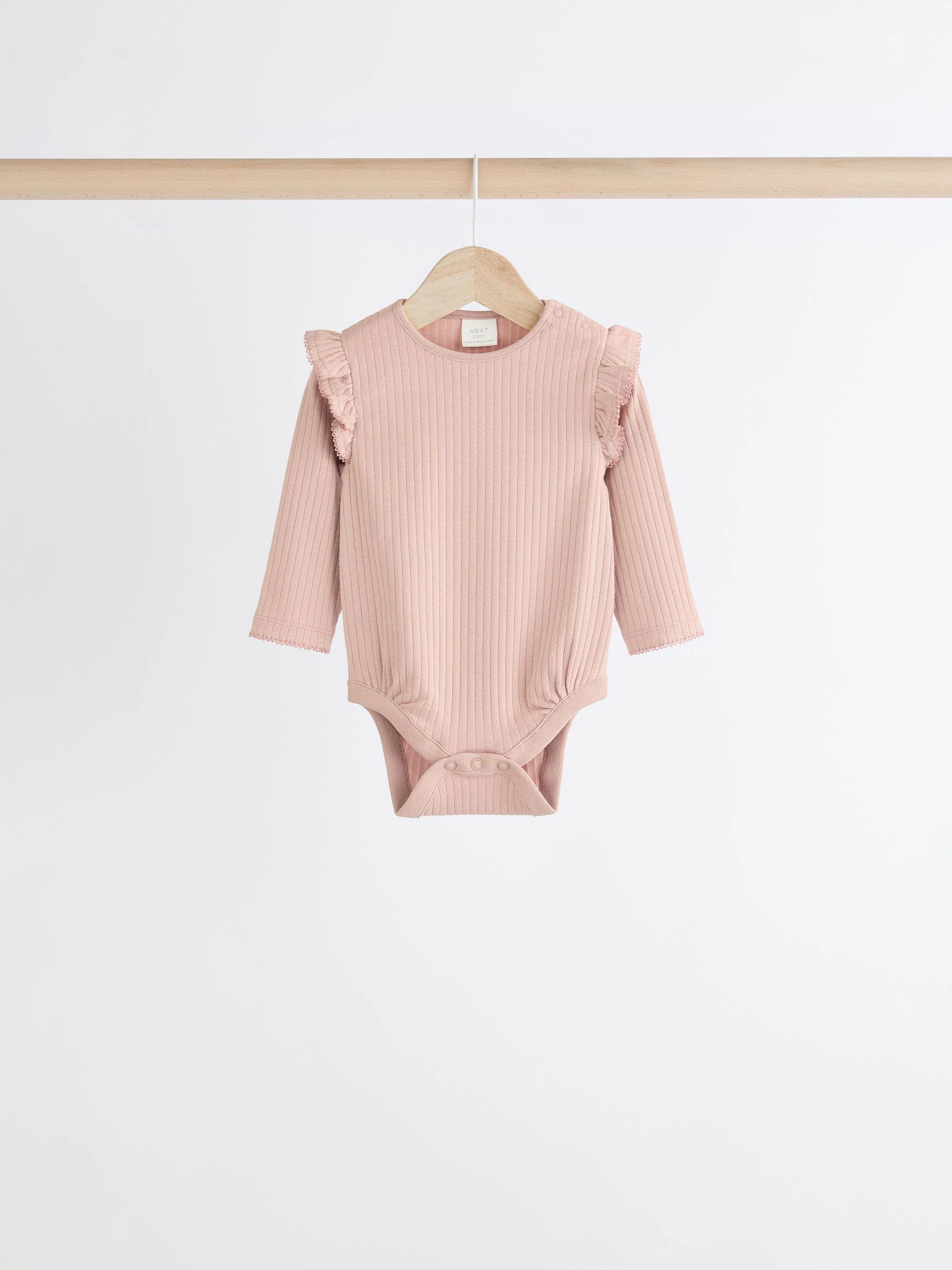 Roze/crème - Verpakking van 4 babyrompers met lange mouwen en ruches (0mnd-2jr)