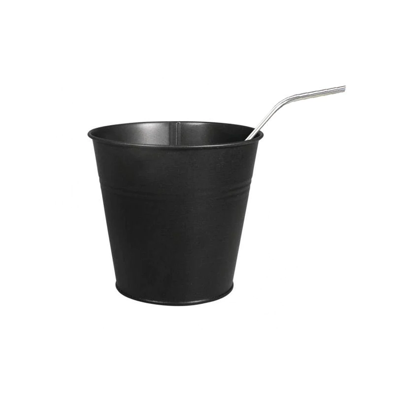 Gobelet métallique noir Ø 13 x 12 cm + 4 pailles en inox Youdoit