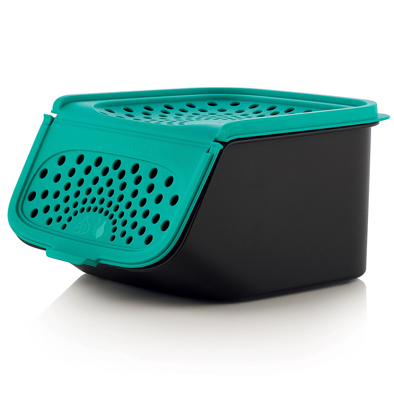 Tupperware Coffre à fruits et légumes noir/couvercle vert - 2.3L