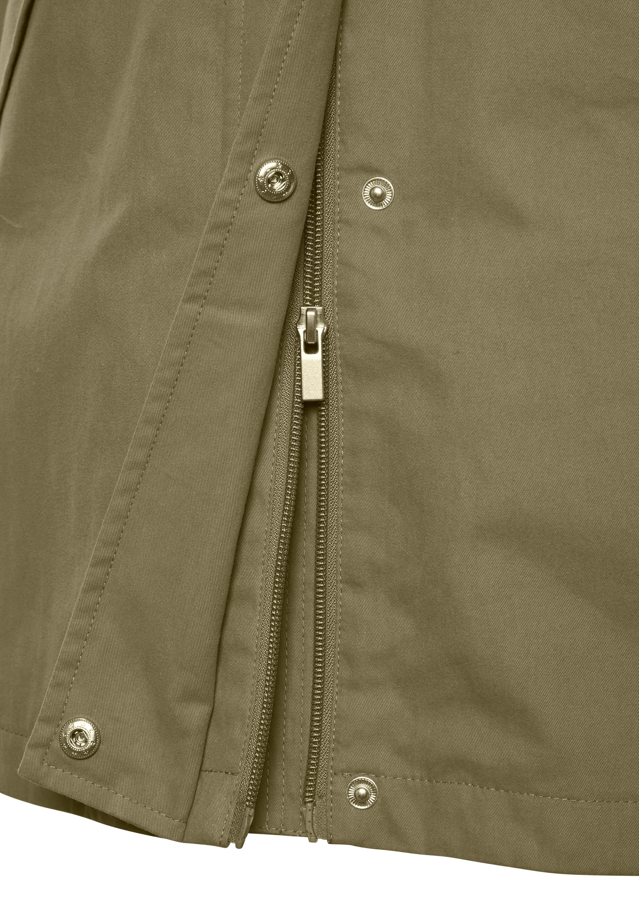 French Connection Outdoorjacke mit Kapuze Saumschlitz mit Druckknöpfen auf der Rückseite