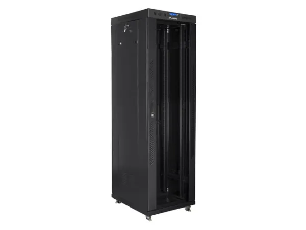 Lanberg - Rack kabinet - med 4 køleblæsere, display - sort, RAL 9004 - 42U - 19