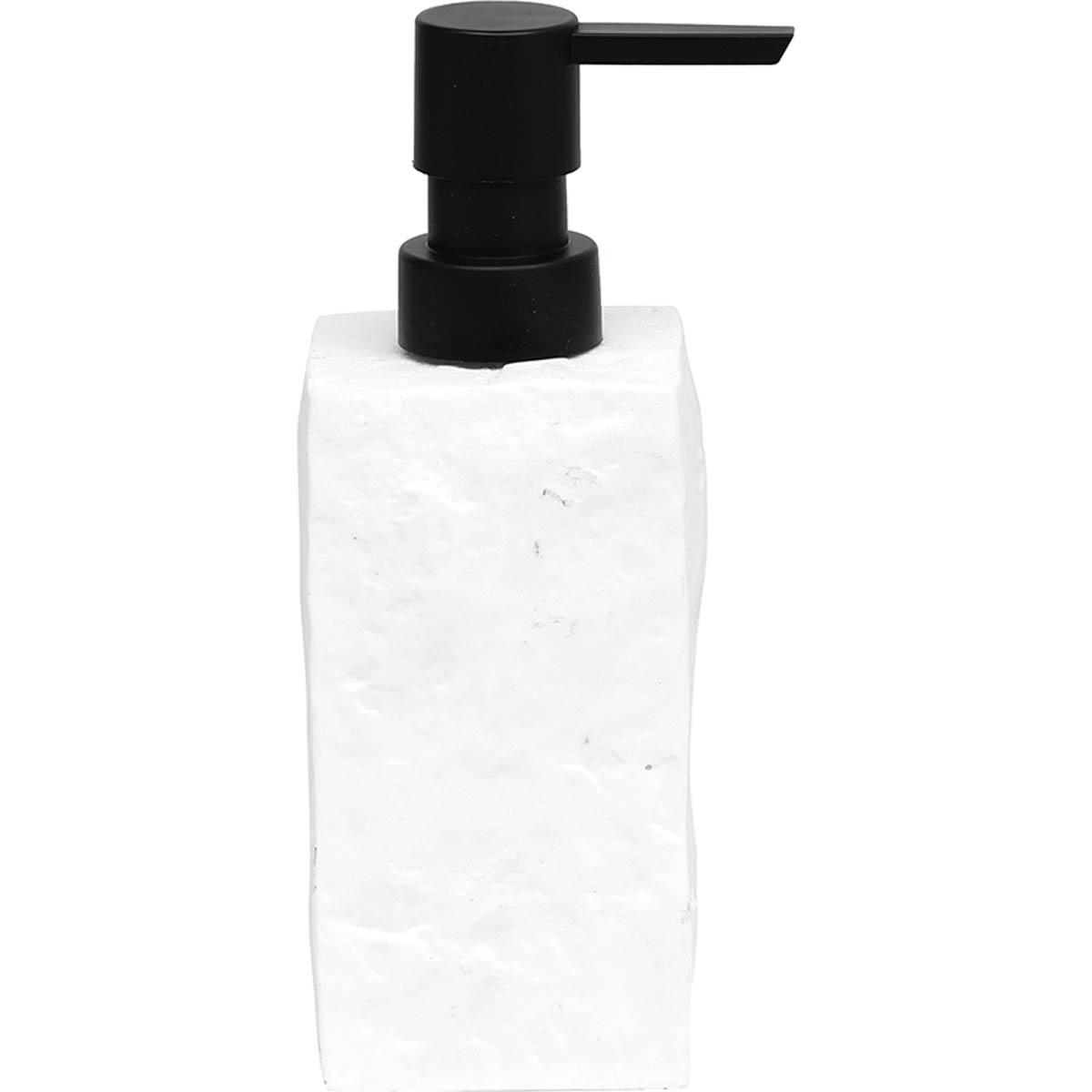 DISTRIBUTEUR A SAVON POLYRESINE CARRE EFFET PIERRE BLANC