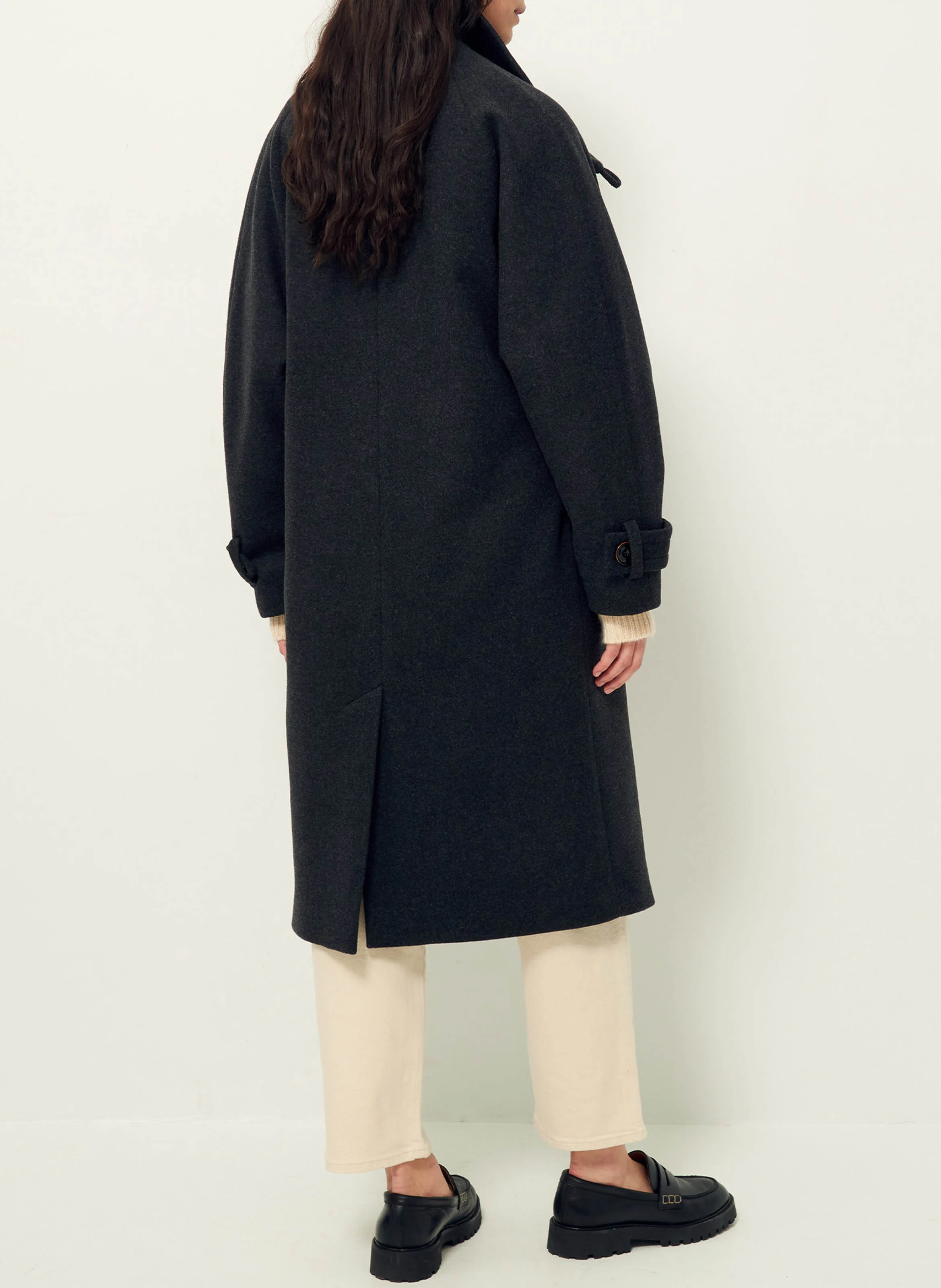 BLEECKO - Manteau col montant en laine mélangée | Noir