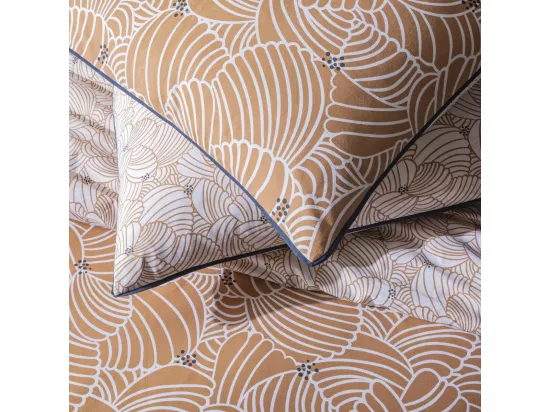 Parure de lit 2 personnes en coton 57 fils imprimé camel 260x240cm