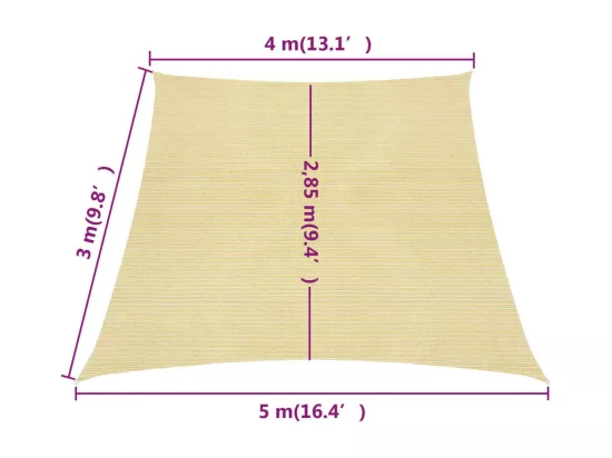 Voile d'ombrage 160 g/m² Beige 4/5x3 m PEHD