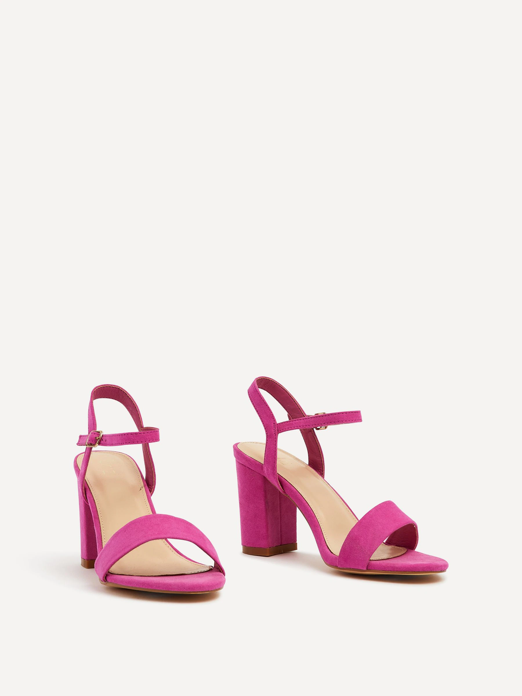 Roze fuchsia - Linzi - Skyline minimalistische sandalen met blokhak en open achterkant