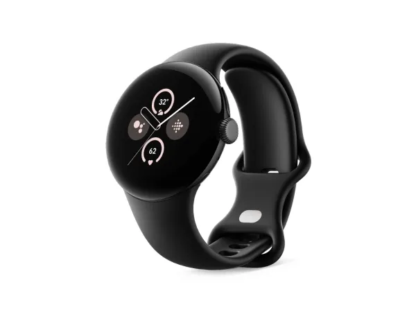 Google Pixel Watch 2 - Matsort aluminium - smart ur med aktivt bånd - fluoroelastomer - obsidian - båndstørrelse: S/L - 32 GB - Bluetooth, Wi-Fi, NFC, LTE - 4G - 31 g