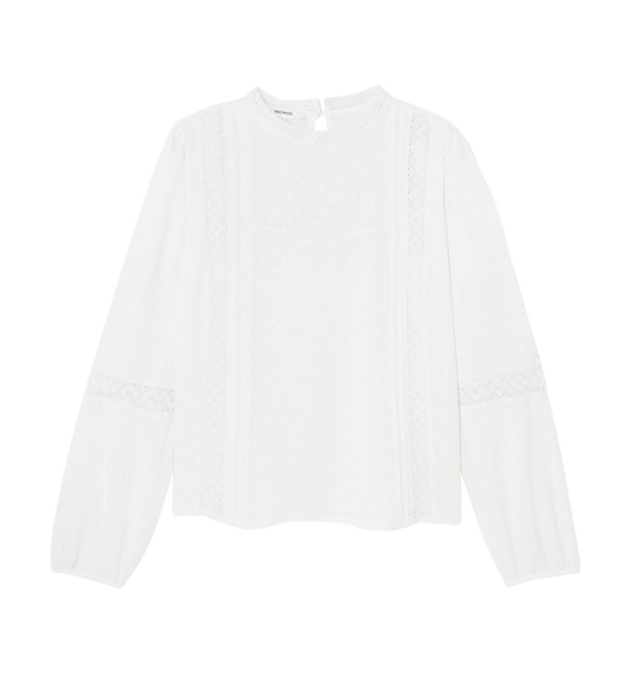 Blouse rétro brodée Femme - Ecru
