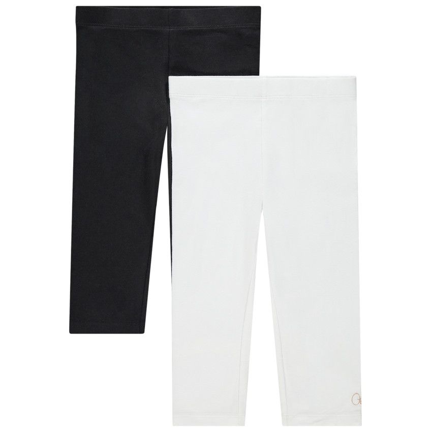 Lot de 2 leggings courts unis à logo printé - Blanc