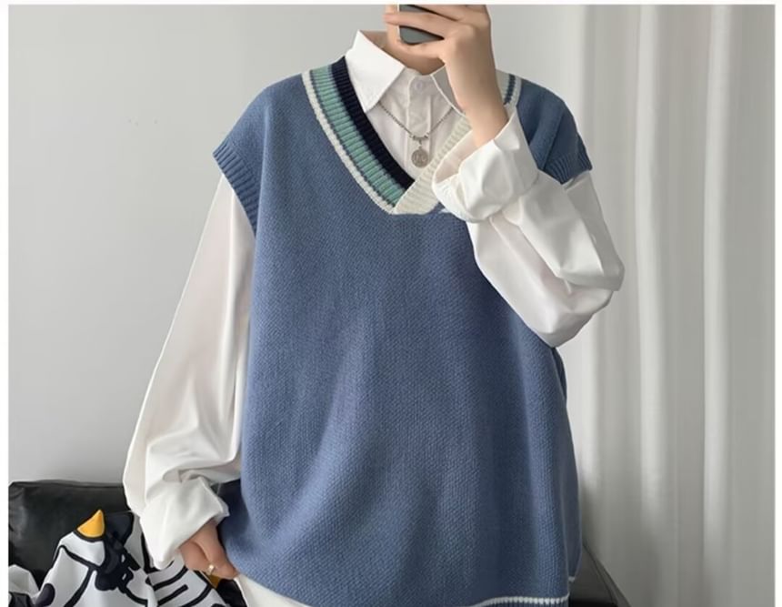 Sinlarity - V-hals gestreept vest