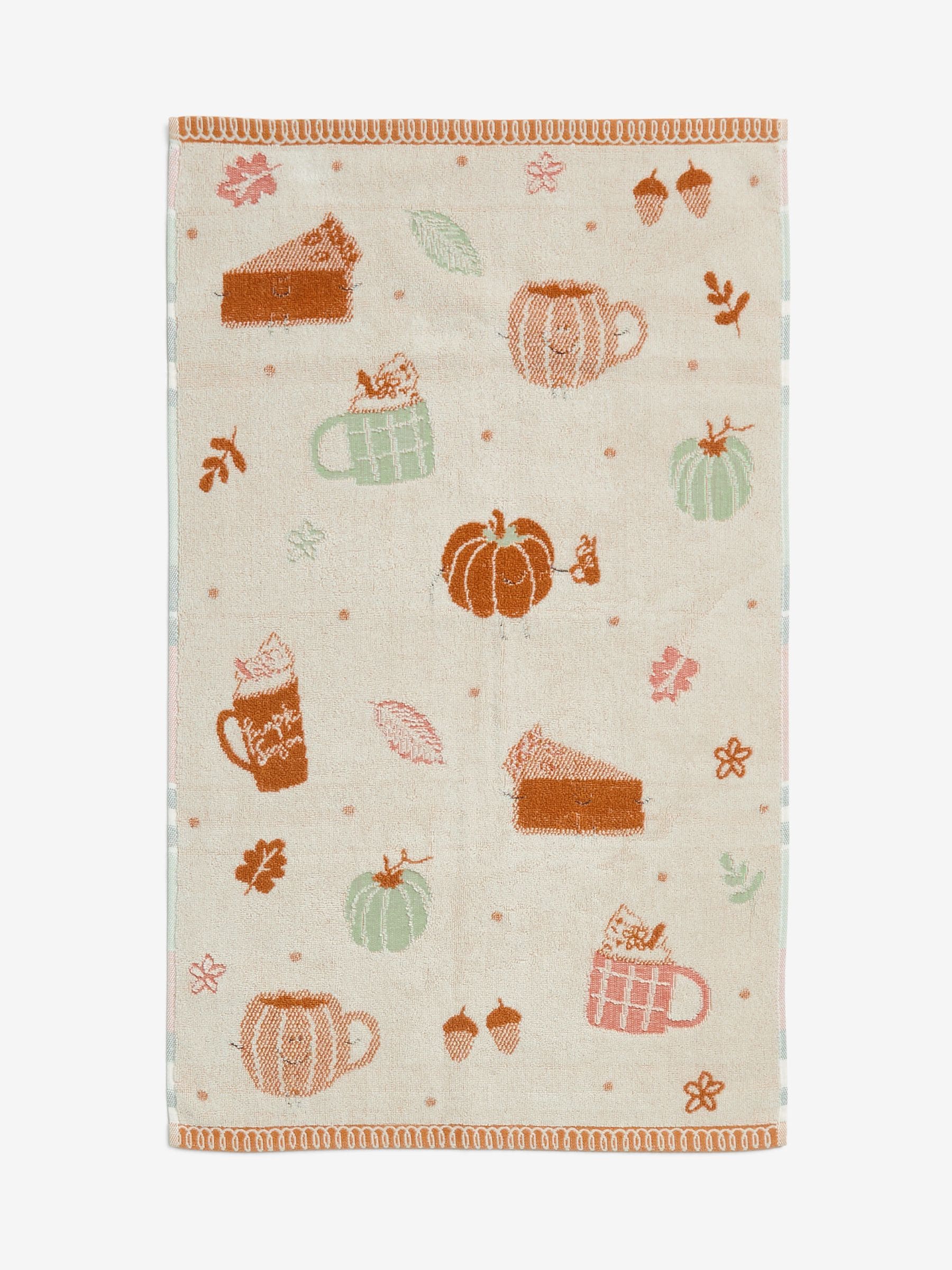 Set of 2 Autumn Pumpkin Season 100% Cotton Hand Towels