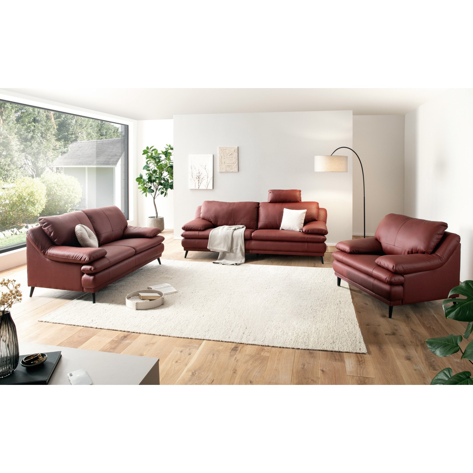 Sessel Ferrara Leder Mix Rancho rot