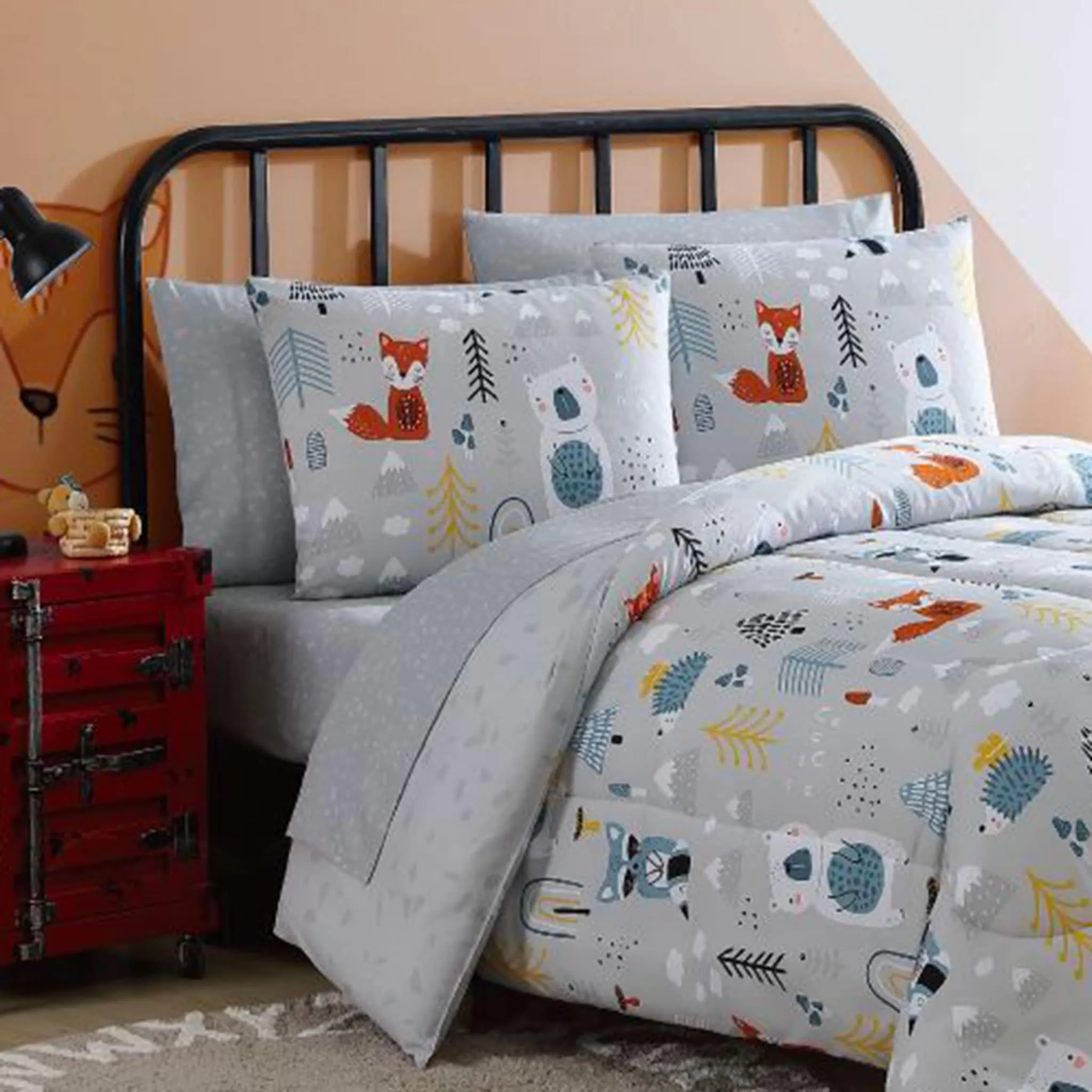 Origami Maison Ensemble Draps Lit Simple  - Gris