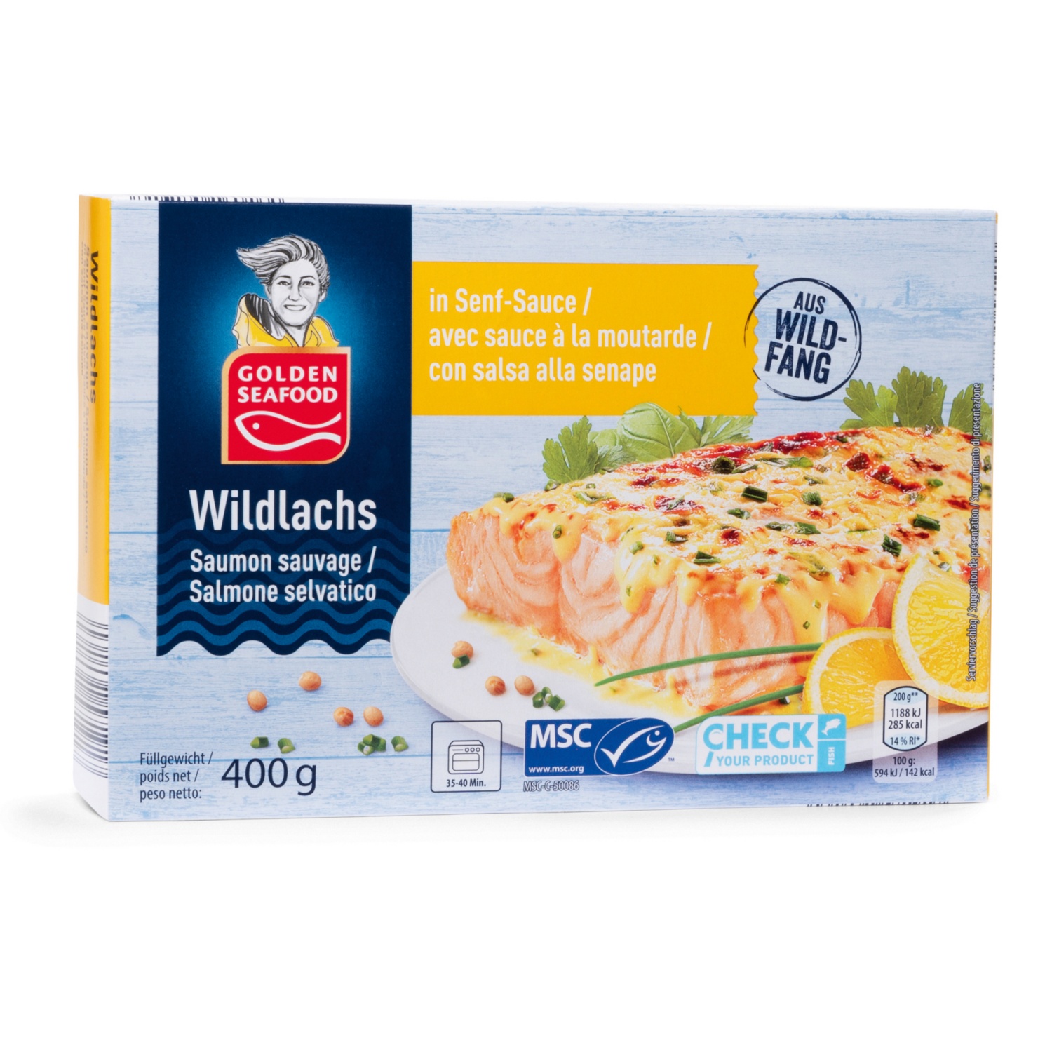 GOLDEN SEAFOOD Wildlachs in Sauce, Senf Sauce 400 g