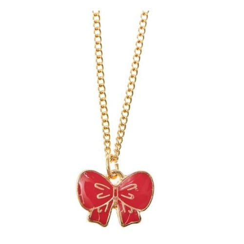 Collier avec pendentif, noeud rouge