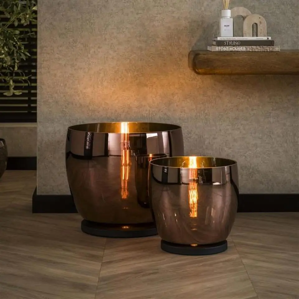 Hoyz Collection - Vloerlamp UP XL - Koperkleurig Glas - Ø33