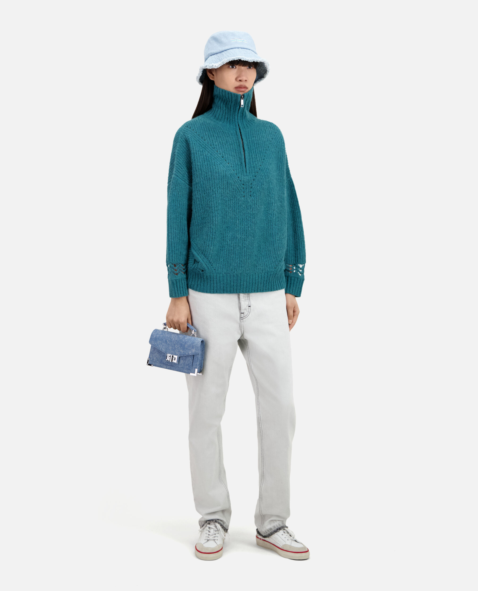 Blue wool-blend sweater