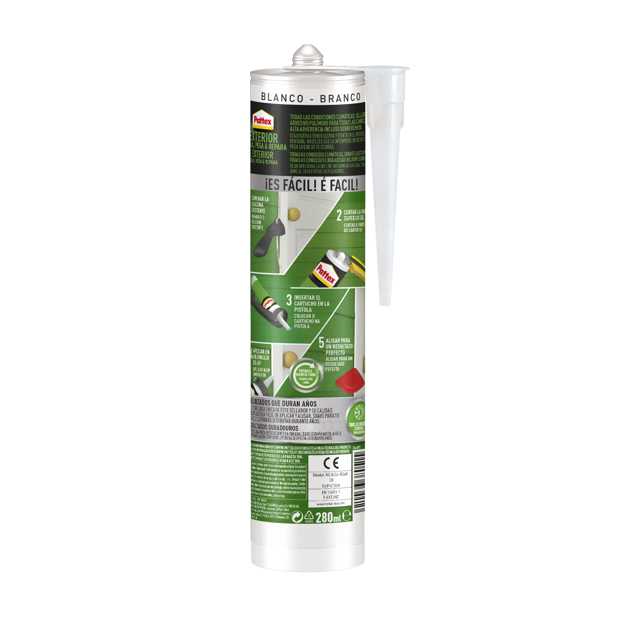 SILICONE EXTERIOR COLA VEDA E REPARA PATTEX BRANCO 280 ML