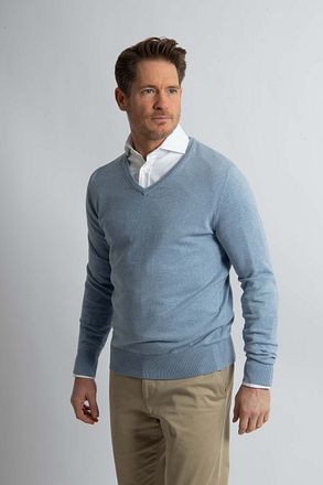 Steppin' Out Trui Cotton Cashmere V-hals Sky Blue SM1201.0001-2005/PU-V-COCASH-STEPP-SKY kopen