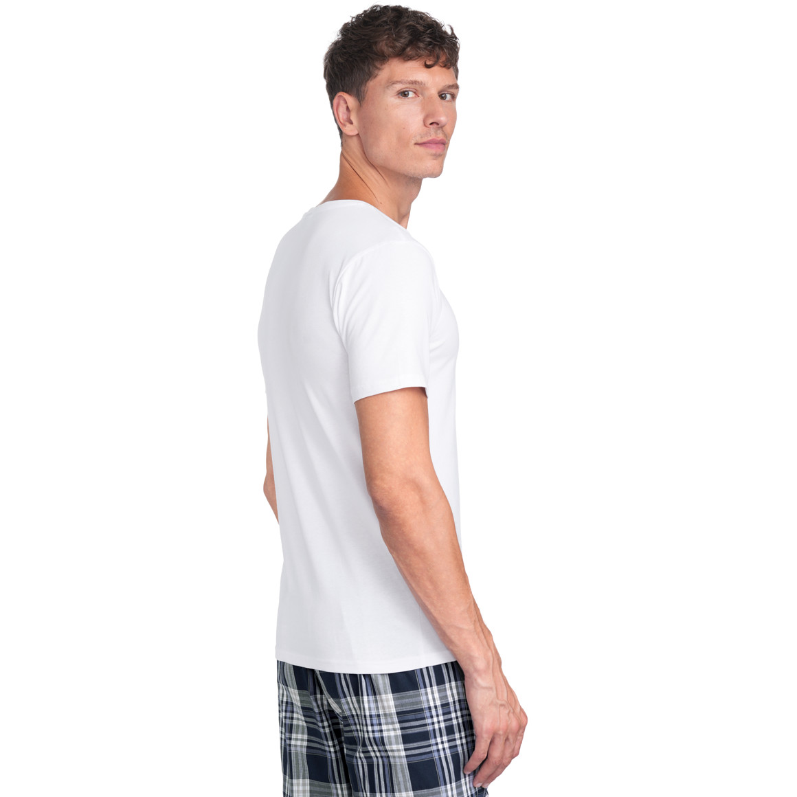 VanVaan Herren T-Shirt mit Serafino-Ausschnitt weiss