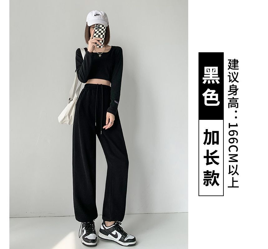 Dovitade - Hoge taille geribbelde harem joggingbroek met trekkoord (verschillende ontwerpen)