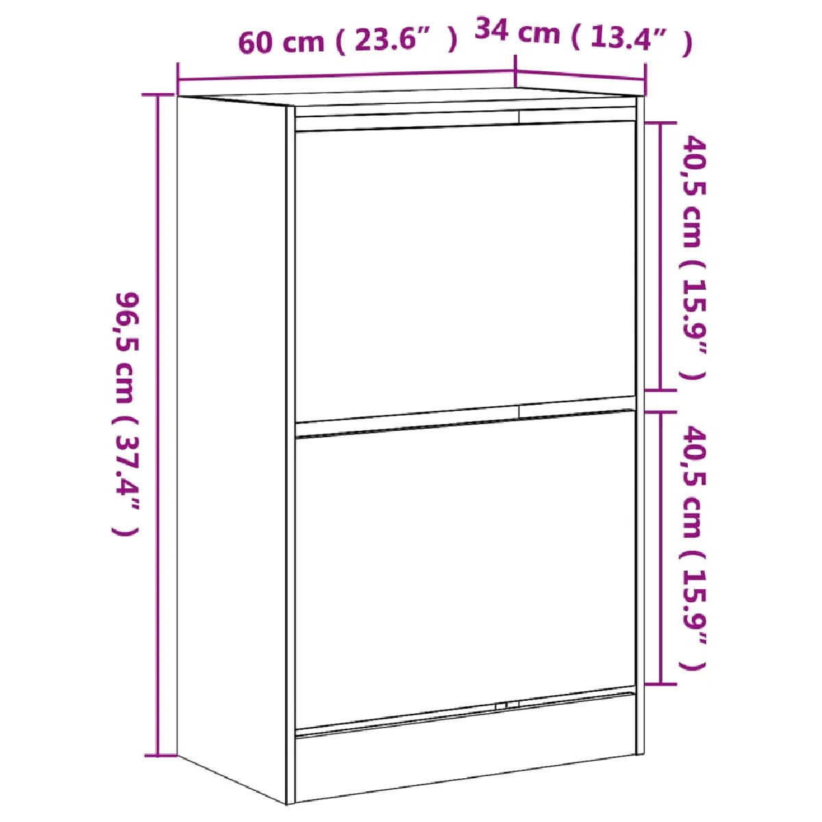 vidaXL Armoire à chaussures sonoma gris 60x34x96,5 cm