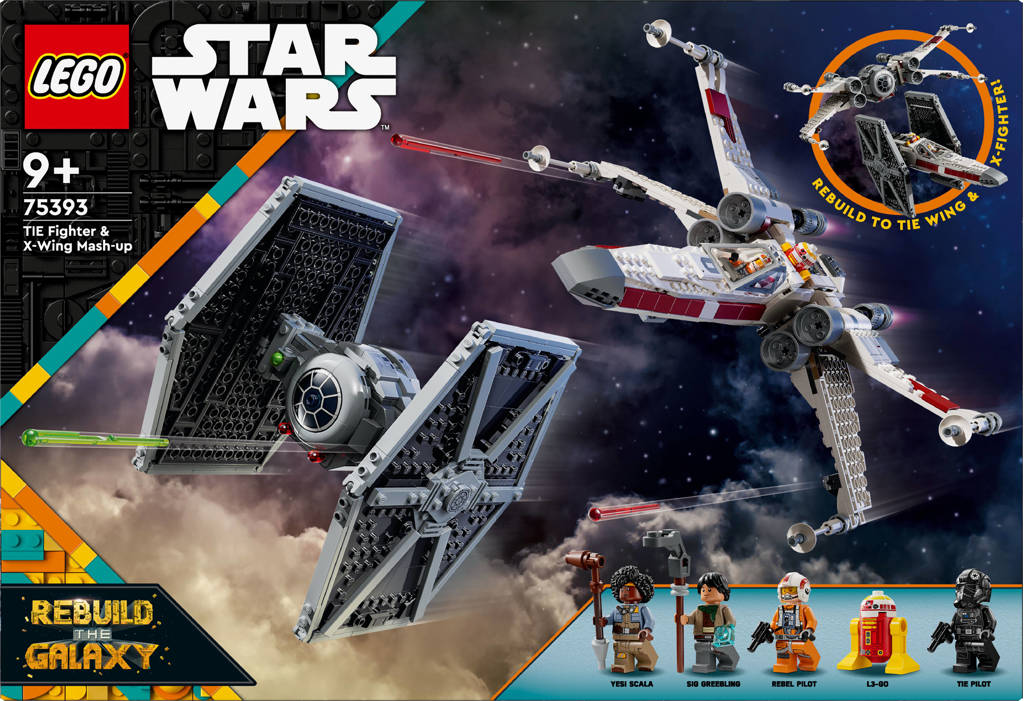 2 starwars sets in 1 setTIE Fighter en X-wing combi, Bouwbaar Starfighter Ruimteschip Speelgoed 75393 Star Wars TM