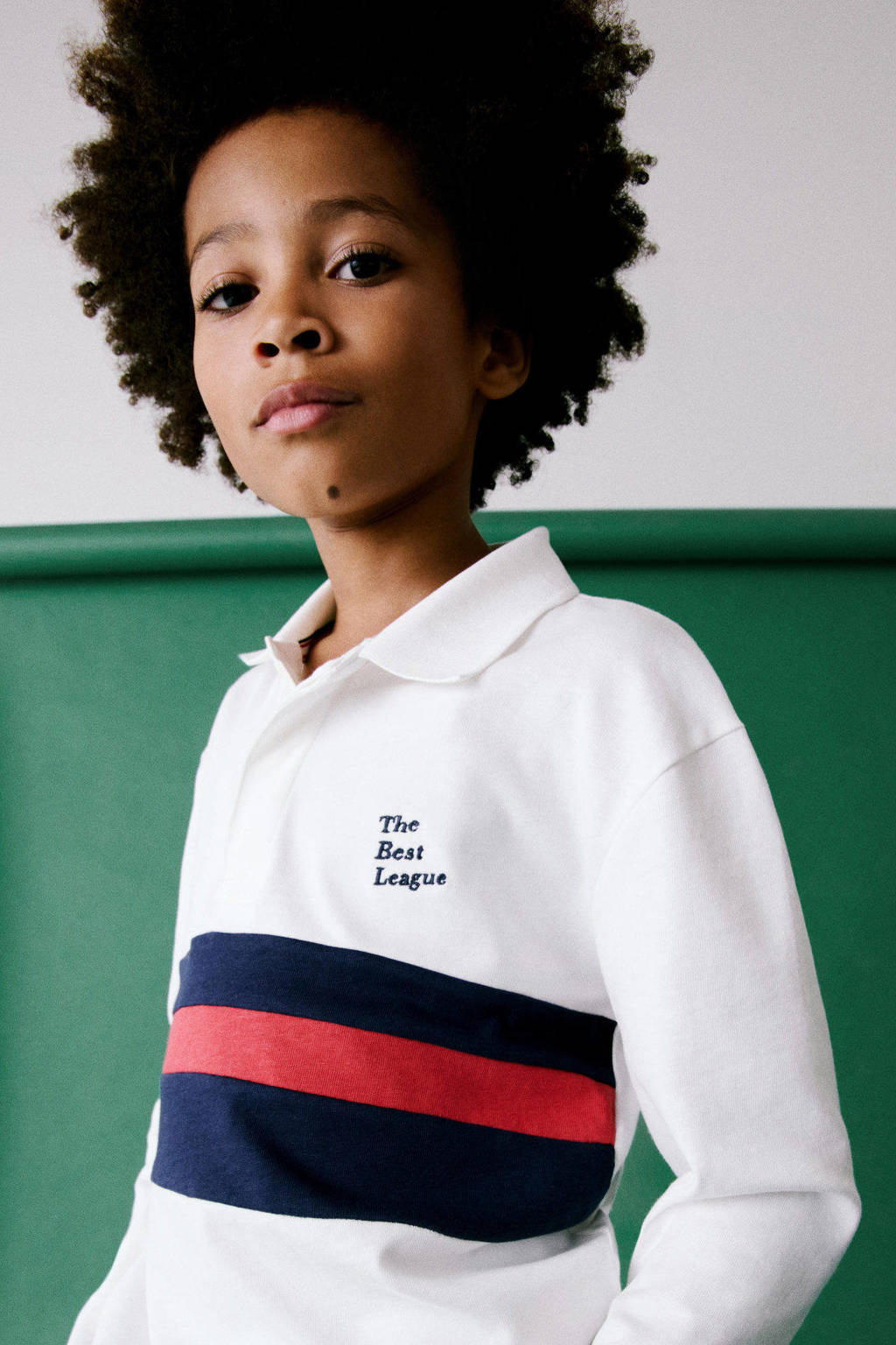 Mango Kids gestreepte polo wit