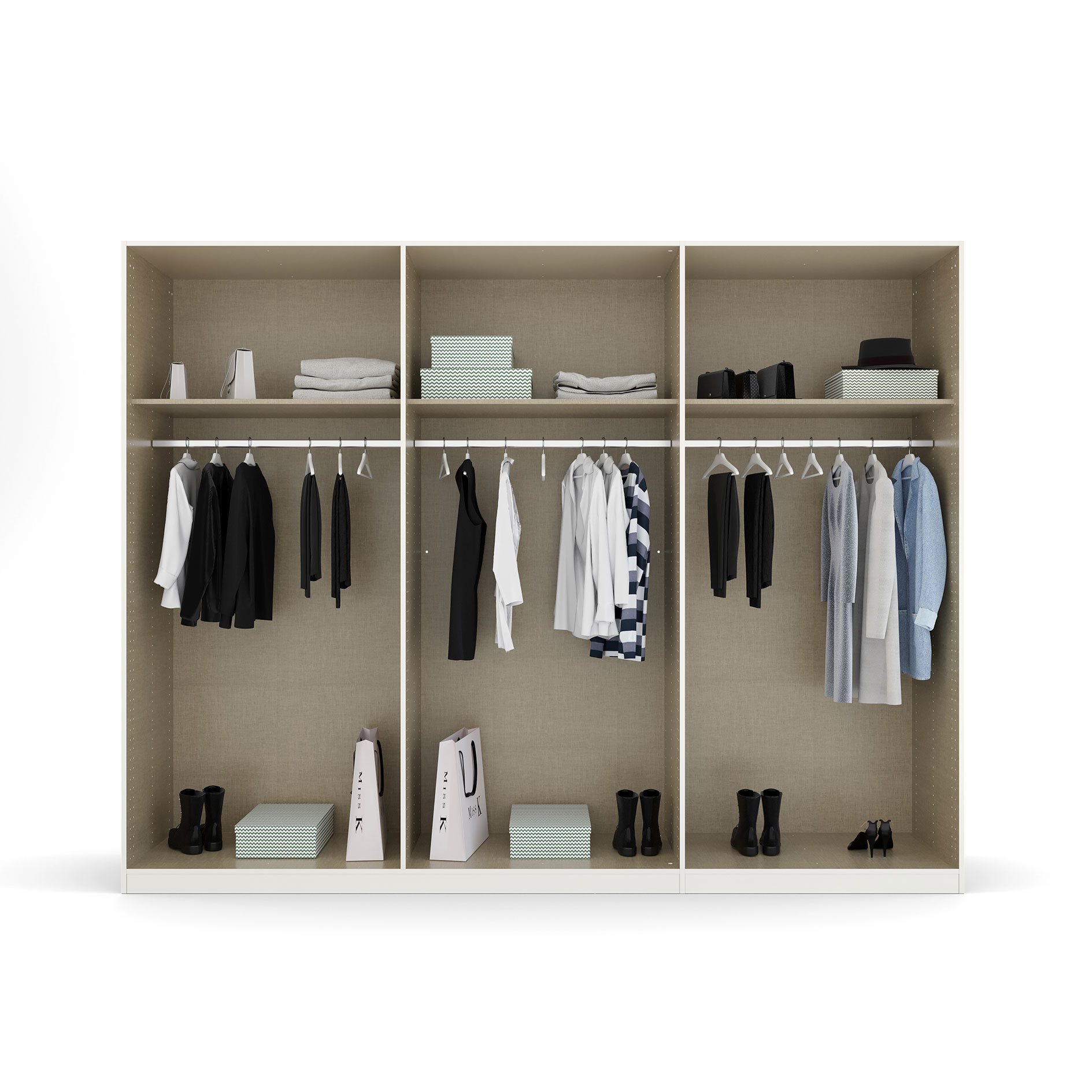 Drehtürenschrank - alpinweiß - 6 Türen - 271 cm