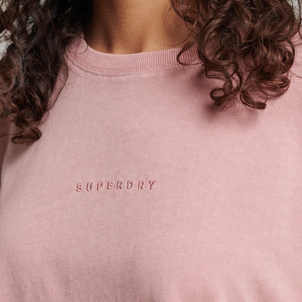 Superdry T-shirt Rose Femme Superdry Micro Logo