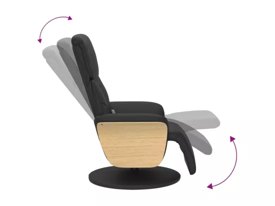 Fauteuil inclinable massant repose-pieds noir similicuir