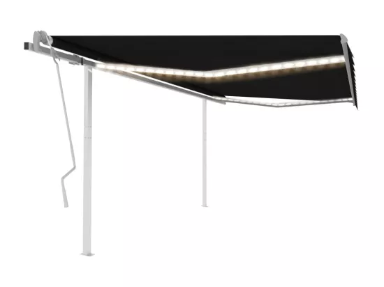 Auvent manuel rétractable avec LED 4x3 m Anthracite