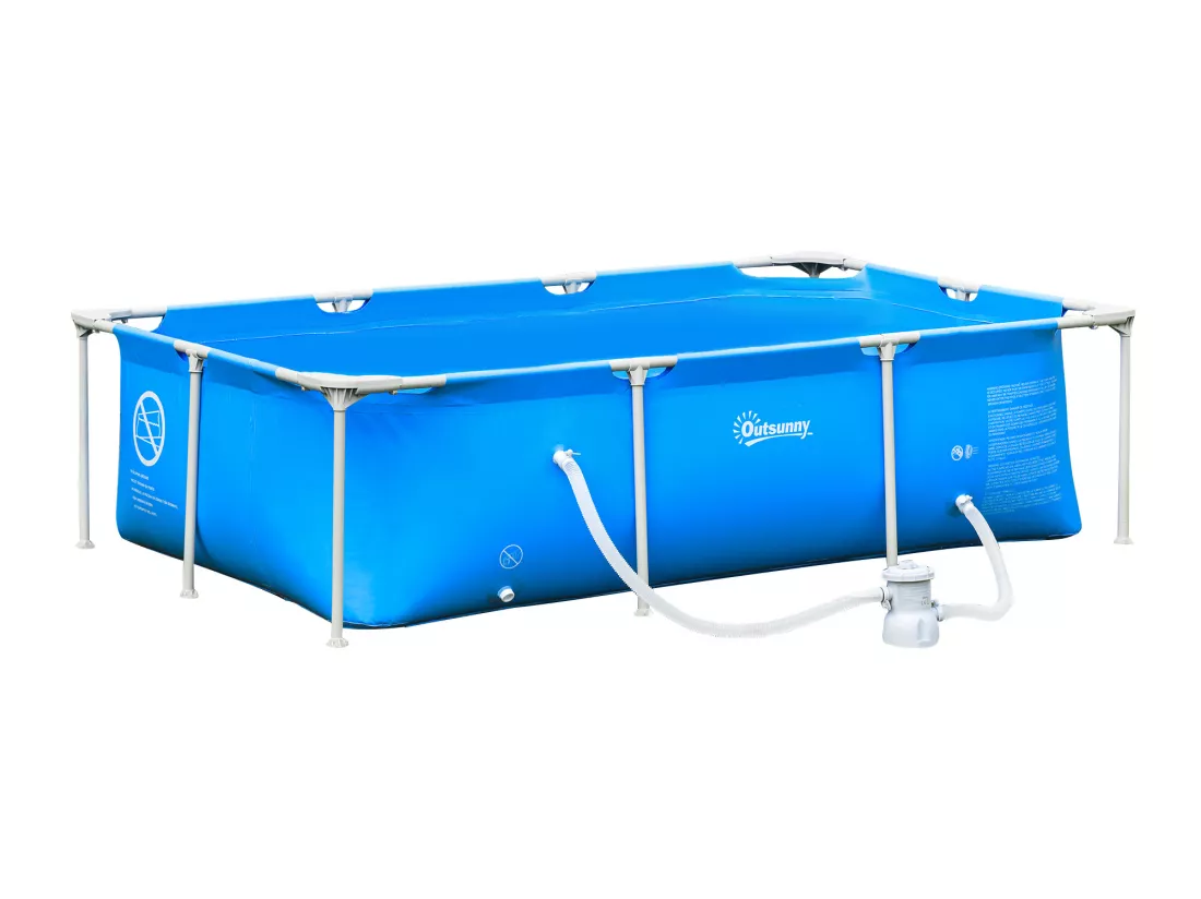 Piscine tubulaire hors sol rectangulaire cadre en métal avec filtre 252L x 152l x 65H cm bleu