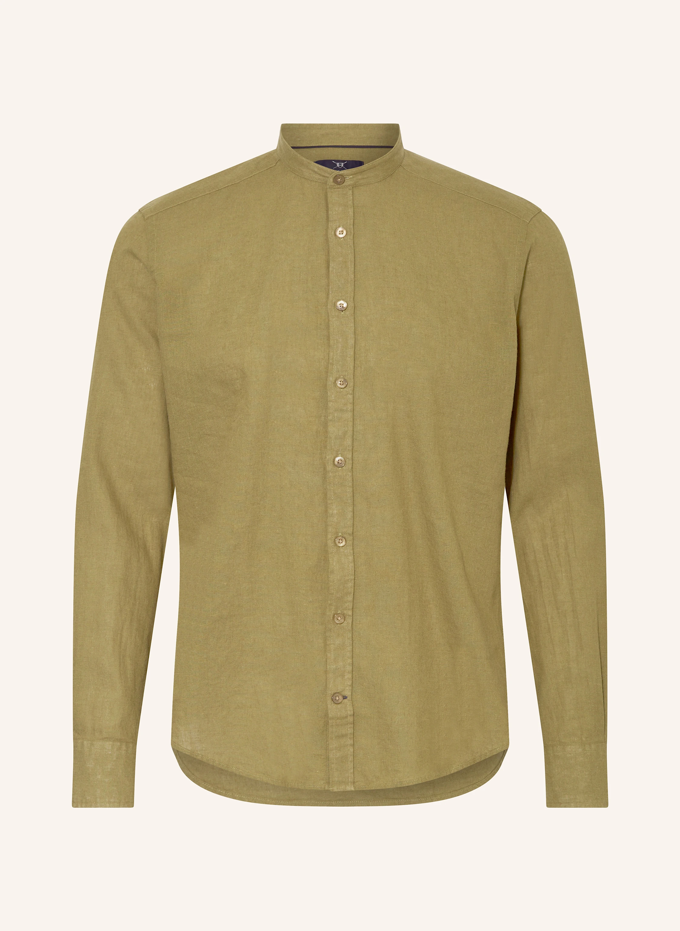 STROKESMAN'S Hemd Modern Fit mit Stehkragen und mit Leinen