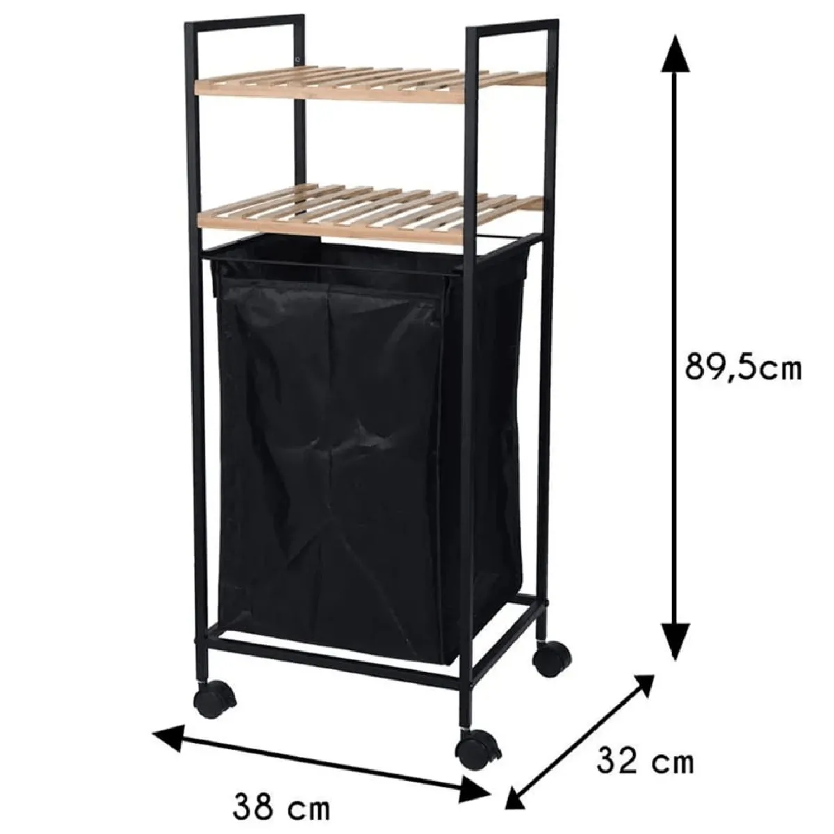 Bathroom Solutions Rangement à 2 étagères avec panier à linge