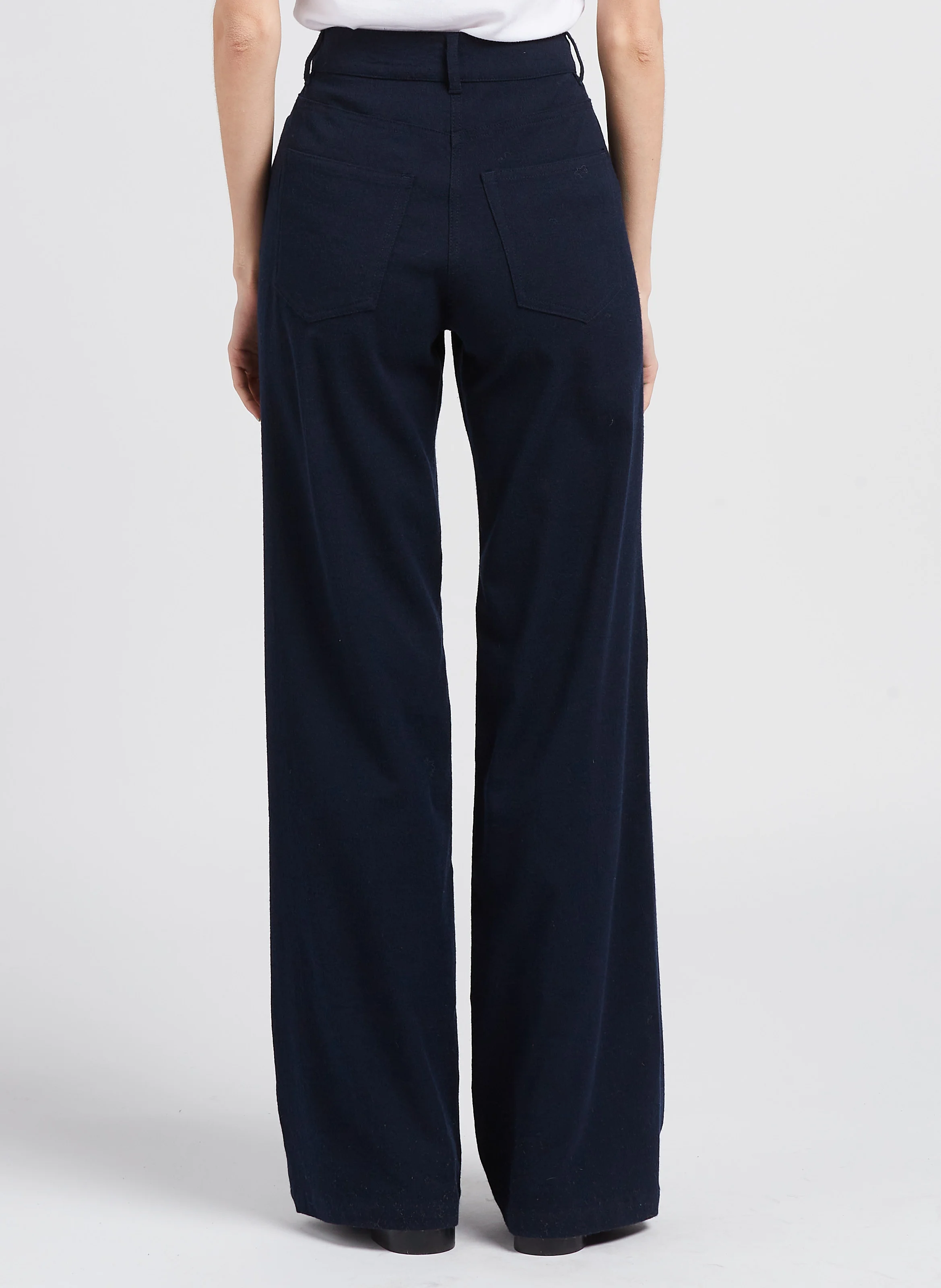 URBAIN - Pantalon large en laine mélangée | Bleu