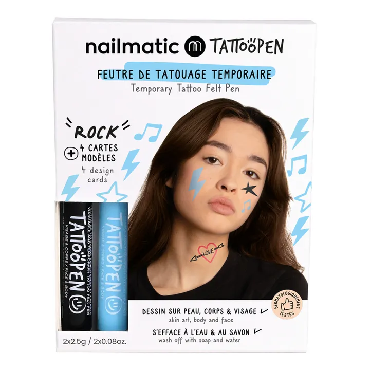 Nailmatic Kids Coffret Kit duo feutre de tatouage Tattoopen Rock