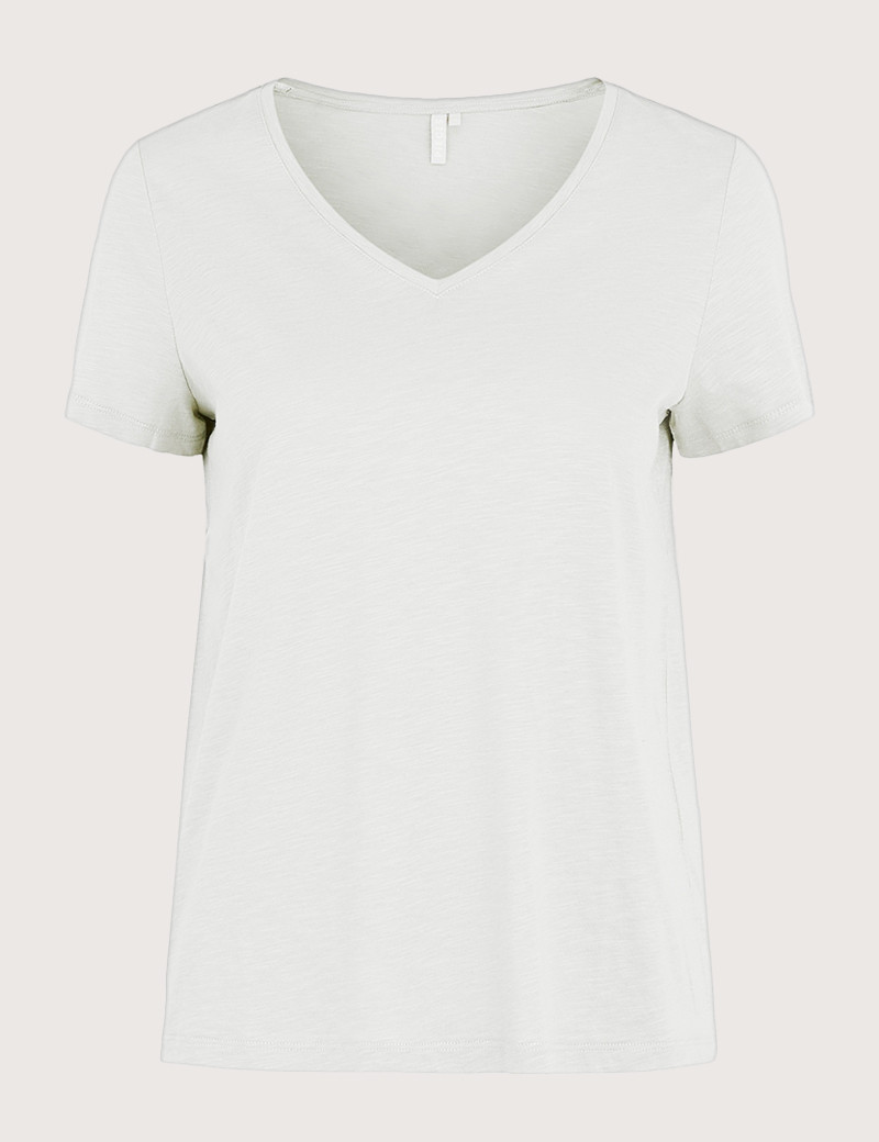 PIECES T-SHIRT COL V PENNY BLANC