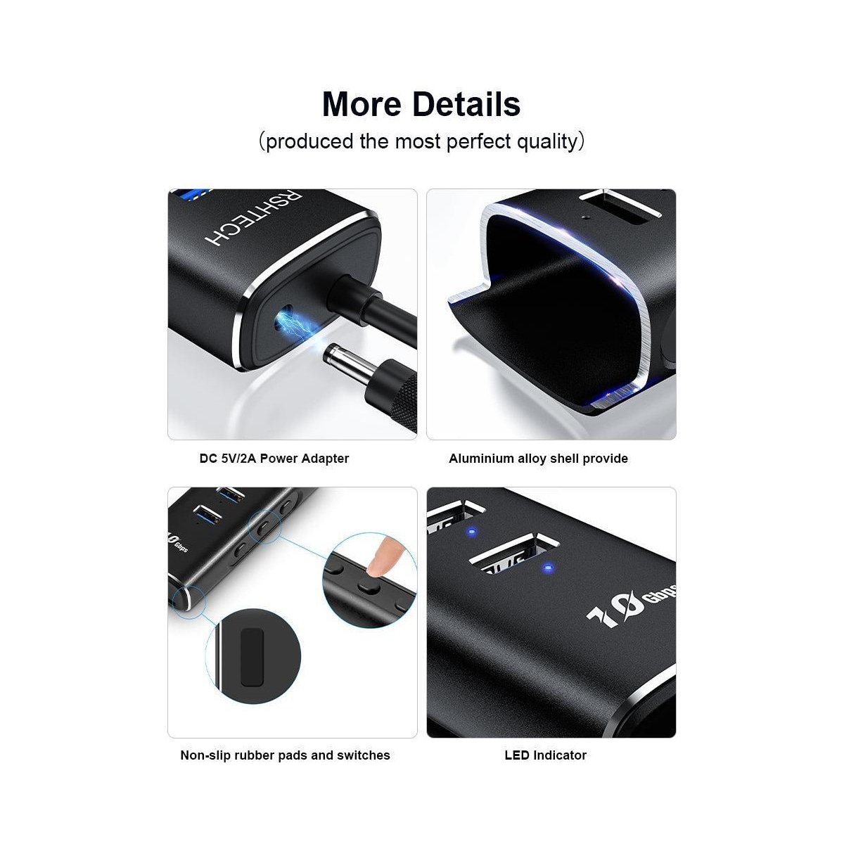 NÖRDIC Gen2 3.2 USB-C 3port Hub 10Gbps 1m kabel 3xUSB-A 1xSD 1xTF kortleser