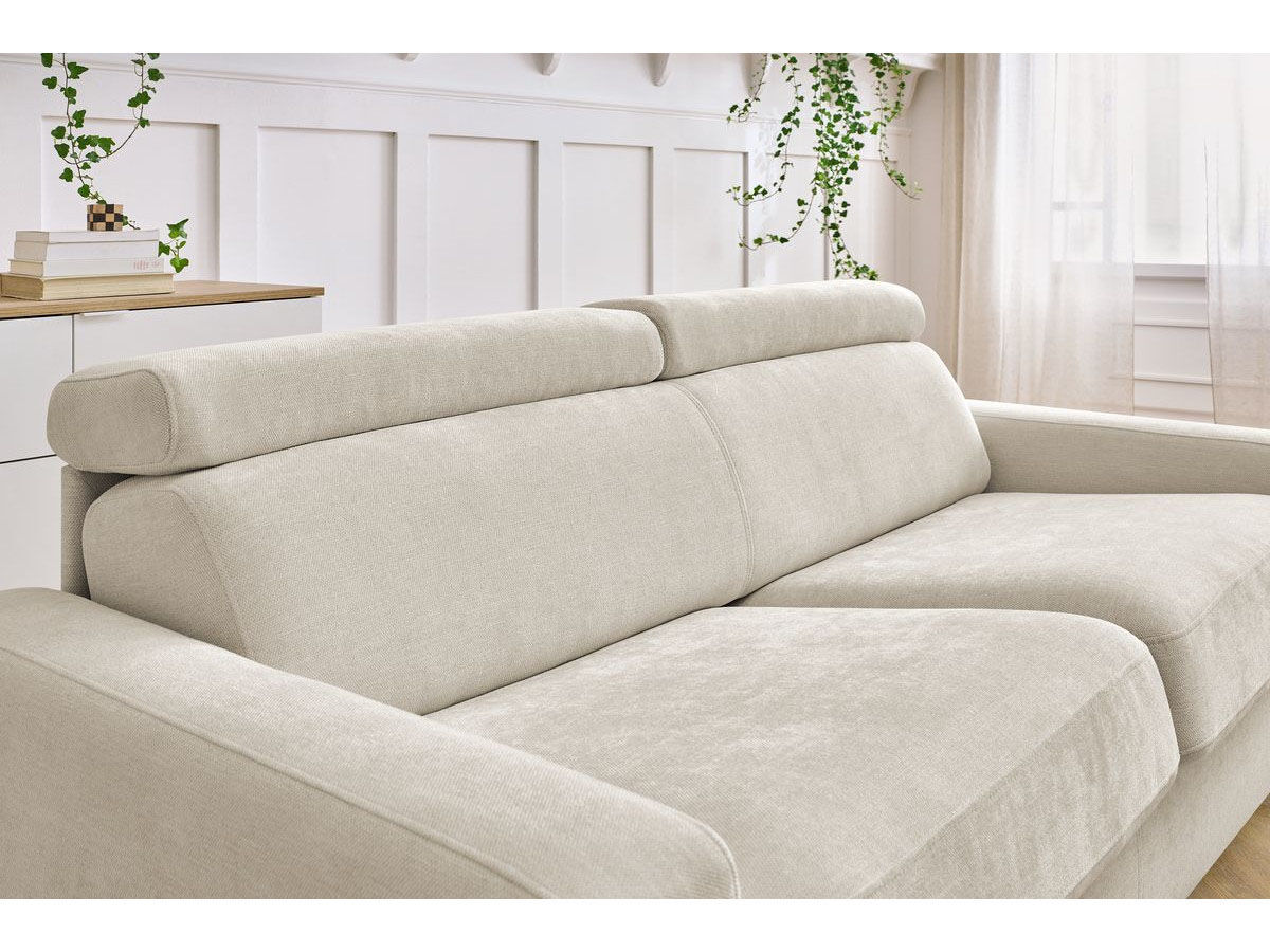Bobochic Canapé droit convertible monaco ouverture express tissu lisse beige - 195x99 cm