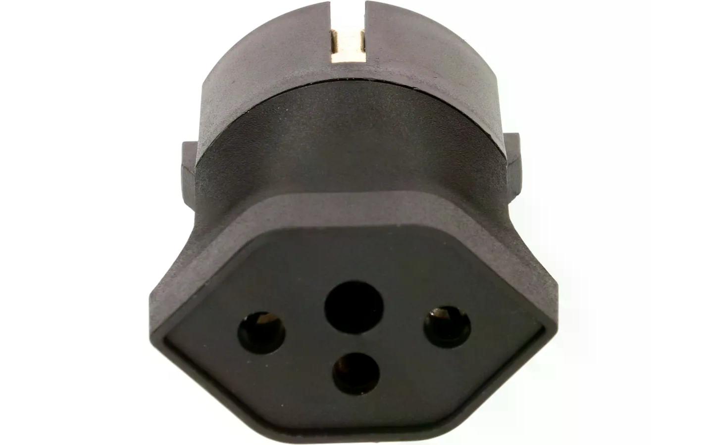 Fixadapter Schuko auf T13, SchwarzÜbergangsstecker zur Nutzung von 3-poligen Geräten mit Schweizer-Stecker in Ländern mit Schuko-Steckern