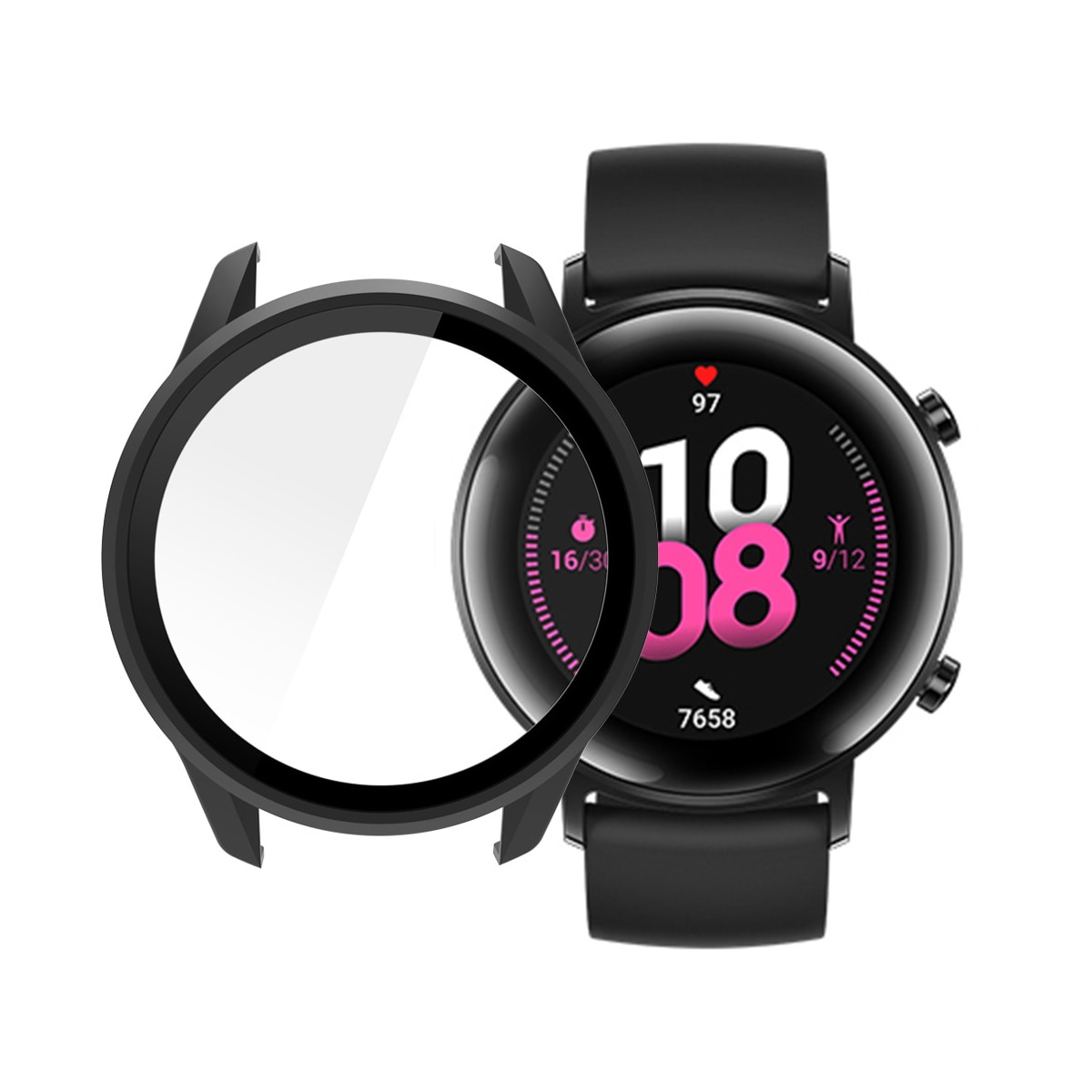 Veske med skjermbeskytter til Huawei Watch GT2 46 mm Sort