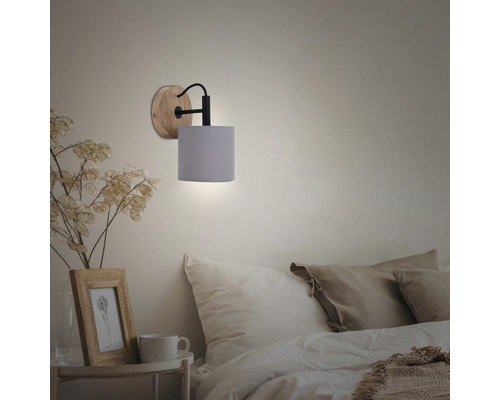 Wandlamp, 1-lichts, Ø 12,5 cm, ruw bruin/grijs