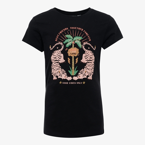 TwoDay meisjes T-shirt zwart met tijgers