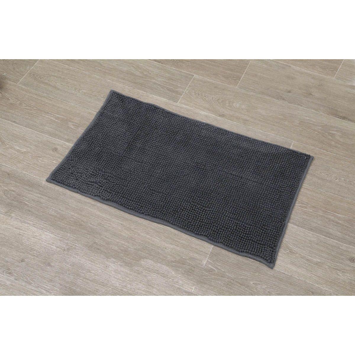 TAPIS MICROFIBRE BOULES UNI 45X75 CM  GRIS FONCE