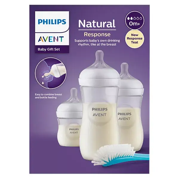 Kit de presente Avent Natural Response com 3 mamadeiras neutras