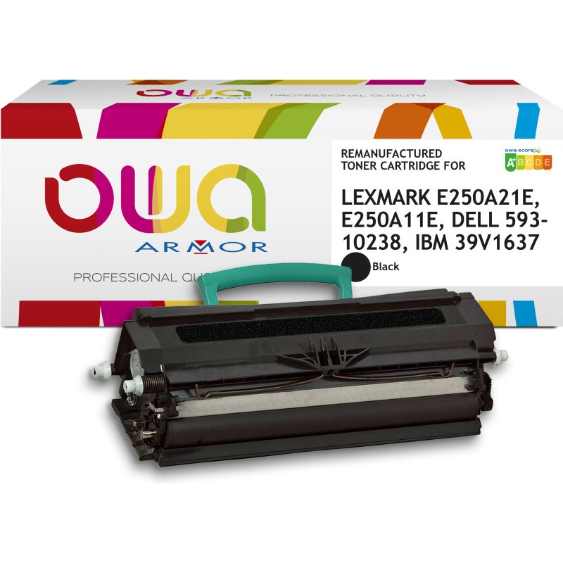 Toner remanufacturé OWA - standard - Noir - pour LEXMARK E250A21E, E250A11E, DELL 593-10238, IBM 39V1637